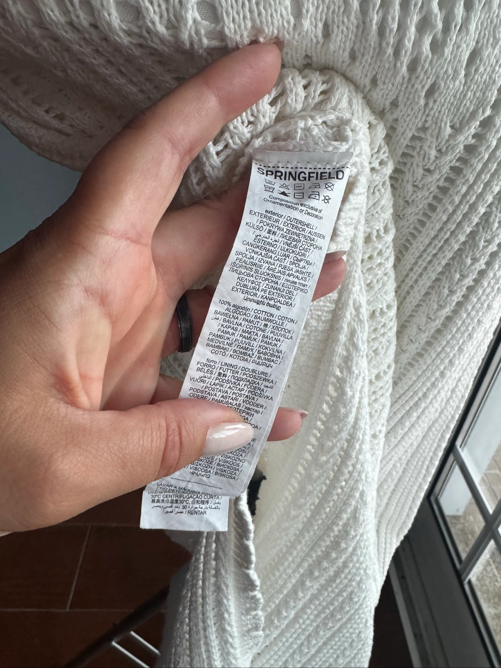 Vestido blanco de punto Springfield L – 100% Algodón – Usado 1 vez – photo 10